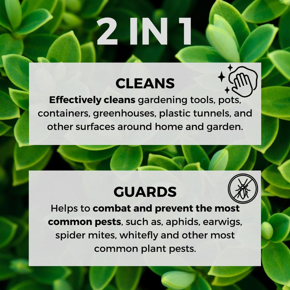 Ecoworm Potassium Soap Concentrate leaf-clean scene highlights gentle foliage cleansing.