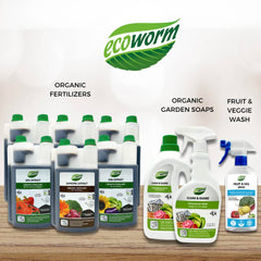 Ecoworm Potassium Soap Concentrate sustainable-gardening scene promotes eco-friendly soil and pollinator care.