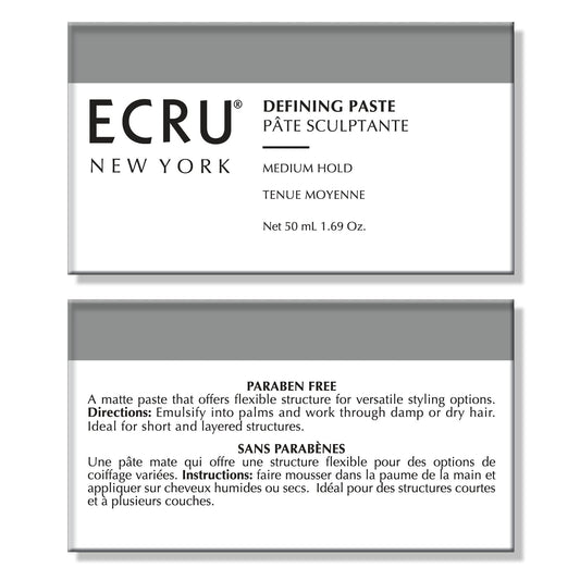 ECRU New York Defining Paste emulsify palms demonstrates easy emulsification for flexible styling.