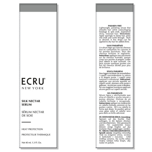 Ecru New York Silk Nectar applied to damp ends for smoothing and moisture.