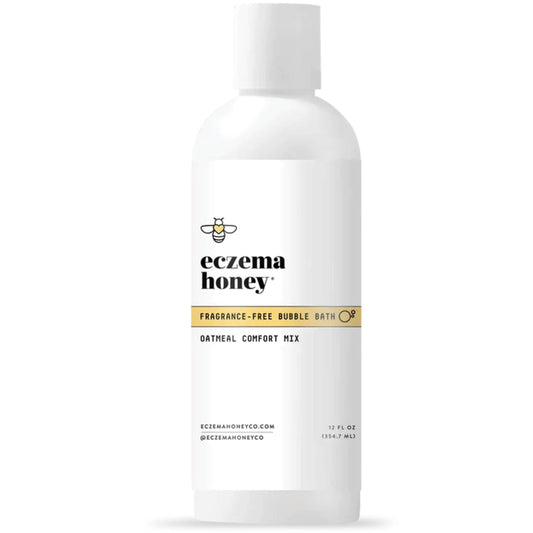 ECZEMA HONEY bottle pour demonstrates fragrance-free formula for sensitive skin