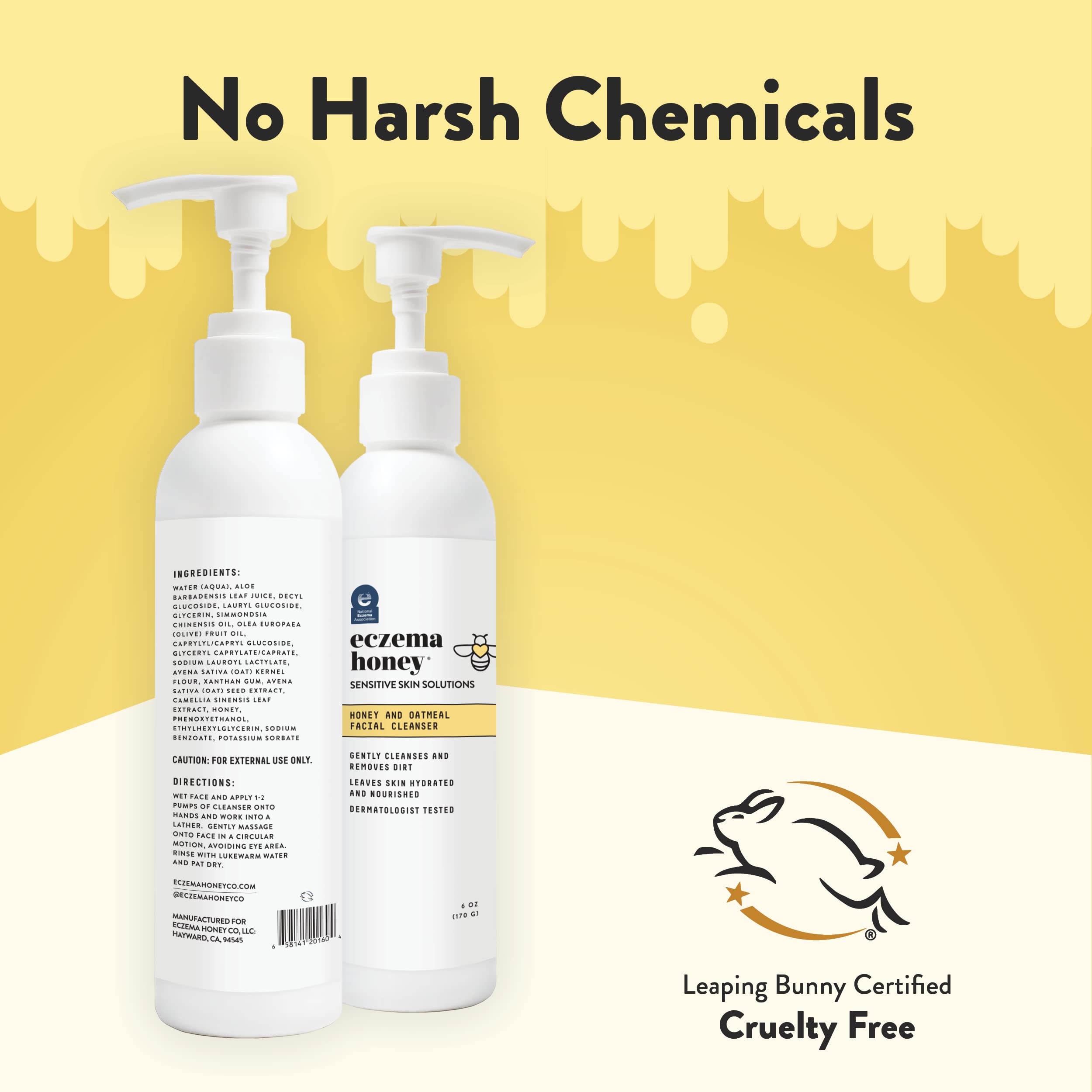 ECZEMA HONEY Facial Cleanser moisturizes dry, itchy skin during flare-ups.