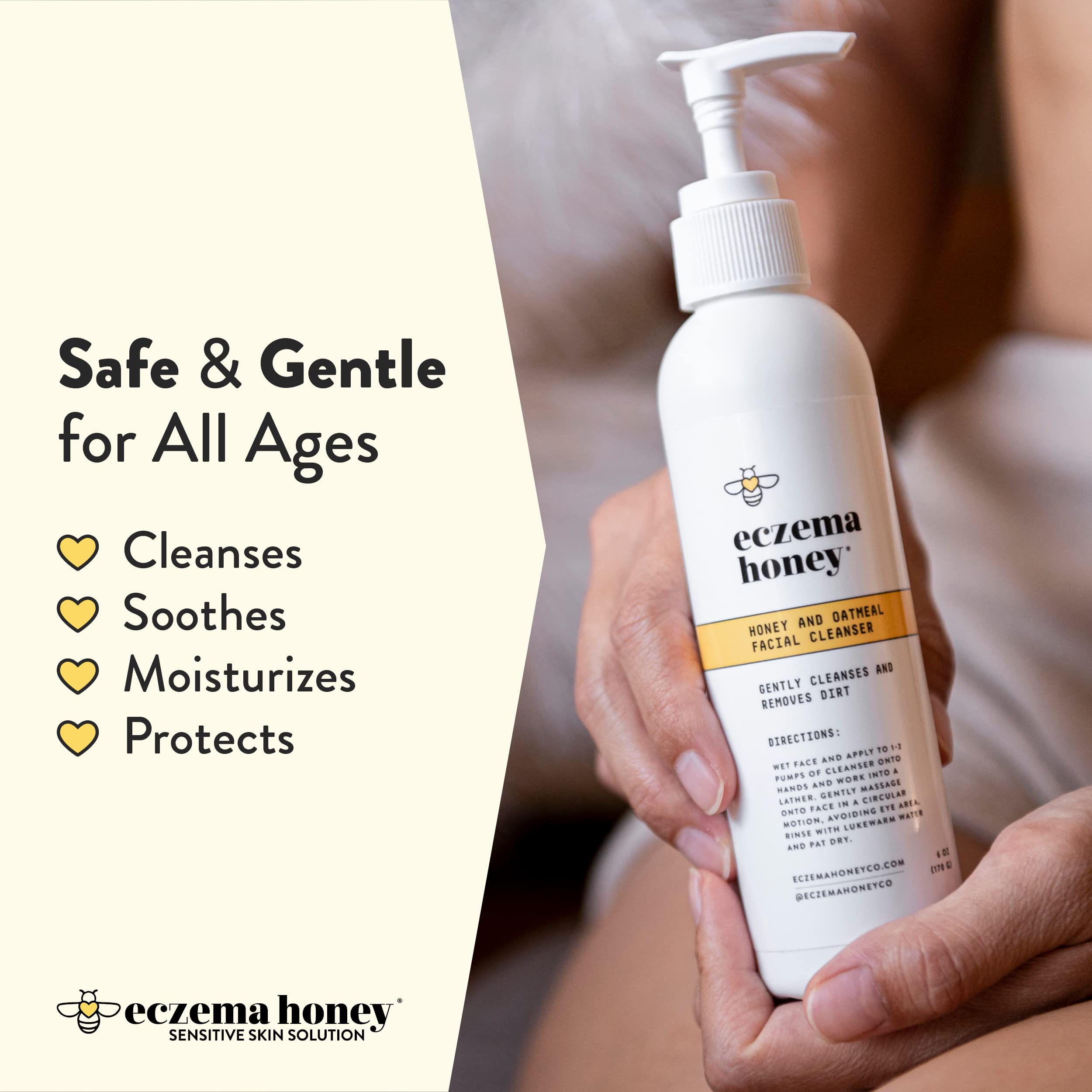 ECZEMA HONEY Face Cleanser with honey and aloe for natural moisture and relief.