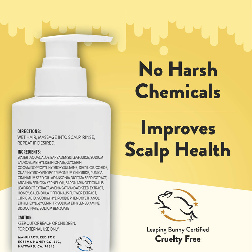 ECZEMA HONEY Nourishing Shampoo foamy lather demonstrates gentle cleansing.