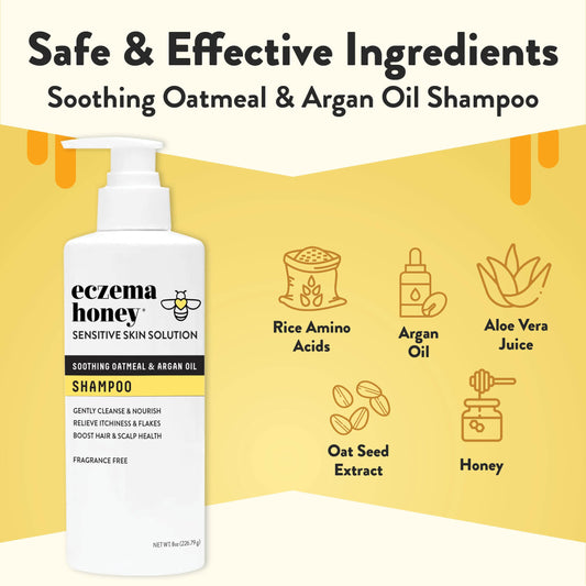ECZEMA HONEY Nourishing Shampoo pour action for daily scalp care.