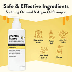 ECZEMA HONEY Nourishing Shampoo pour action for daily scalp care.