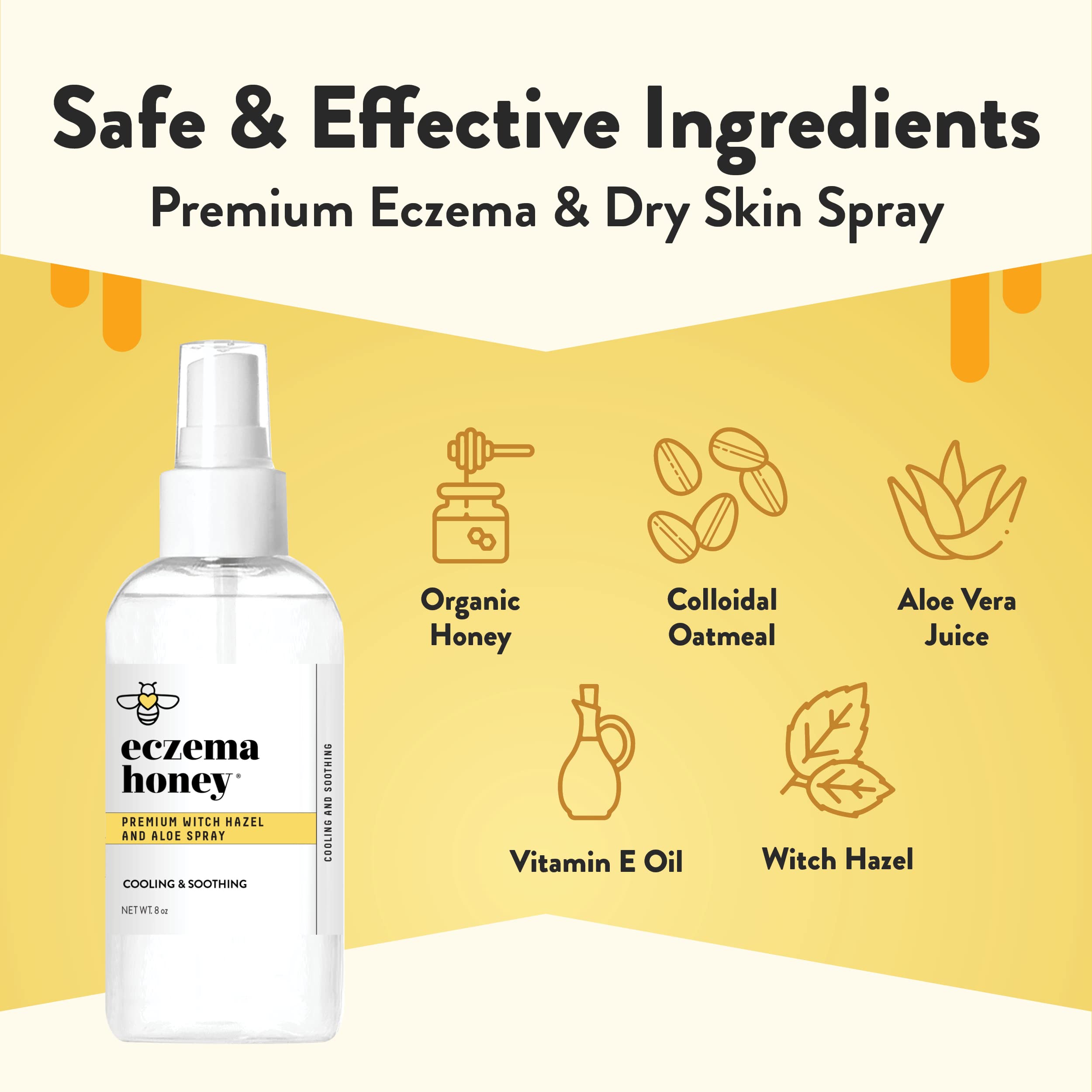 Eczema Honey Premium Witch Hazel Aloe Spray mist on face provides quick refreshment.