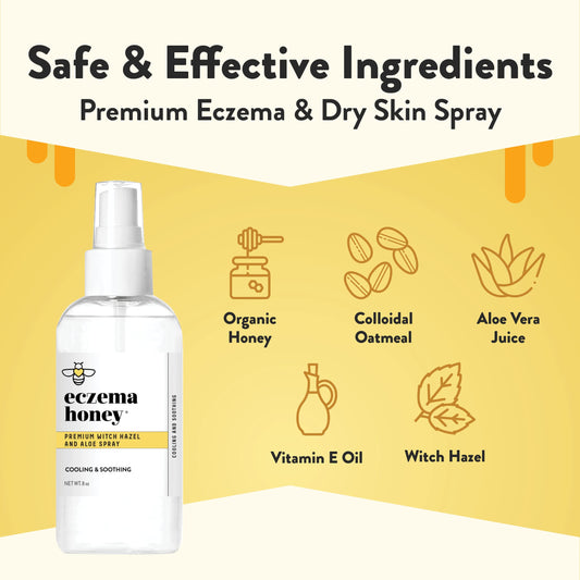 Eczema Honey Premium Witch Hazel Aloe Spray mist on face provides quick refreshment.