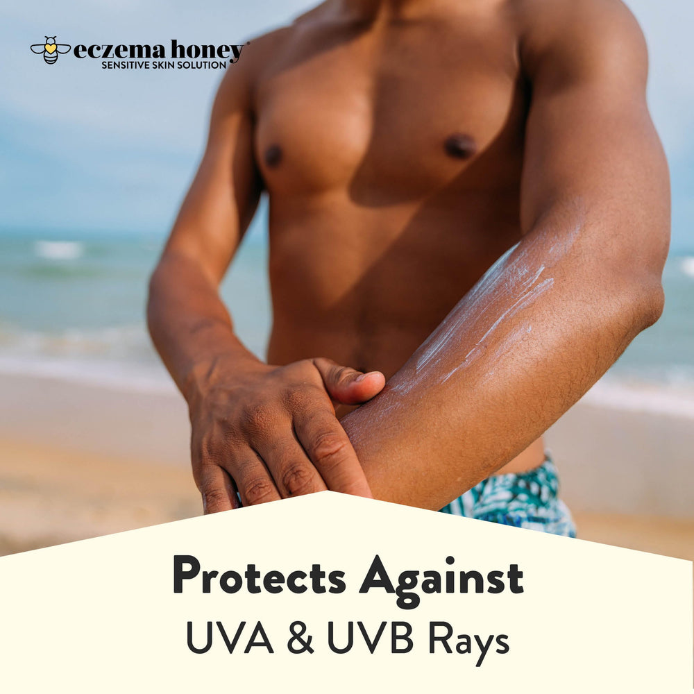 Eczema Honey Hydrating Mineral Sunscreen ingredients include honey and oat