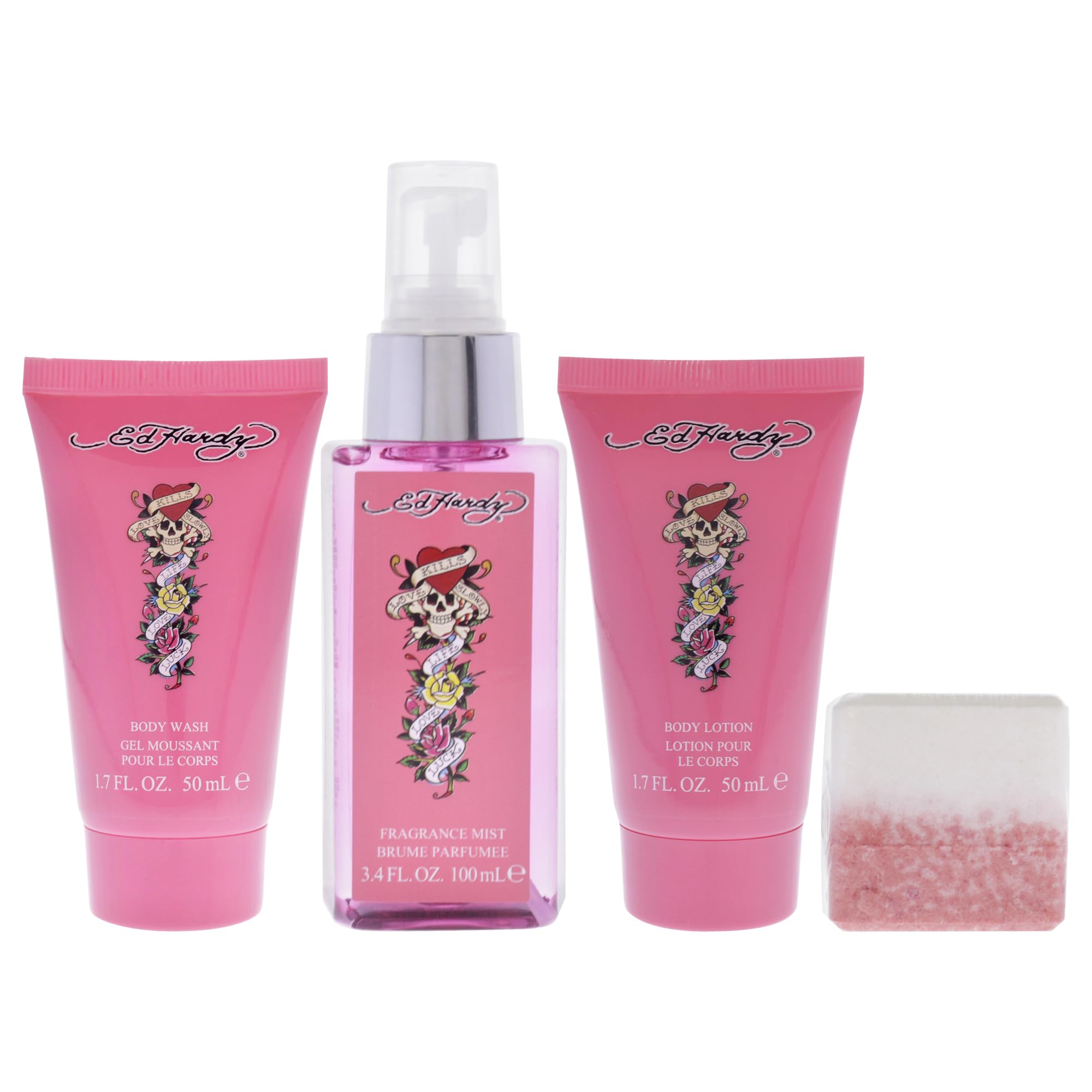 ED HARDY body wash from the gift set delivers a clean feel and aroma.