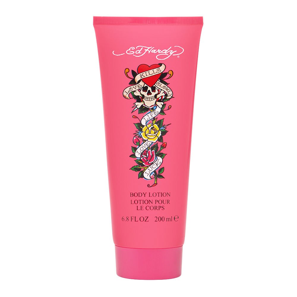 Ed Hardy Christian Audigier body lotion bottle, 6.8 oz, for daily hydration.