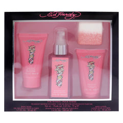 Notes of mango and freesia highlighted in the ED HARDY set for fragrance.