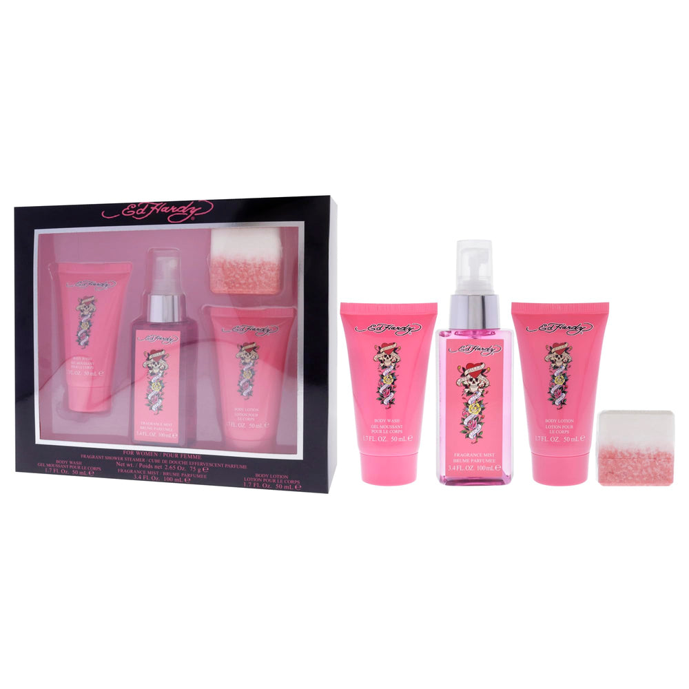 Gift packaging showcase of ED HARDY brand for a premium look.