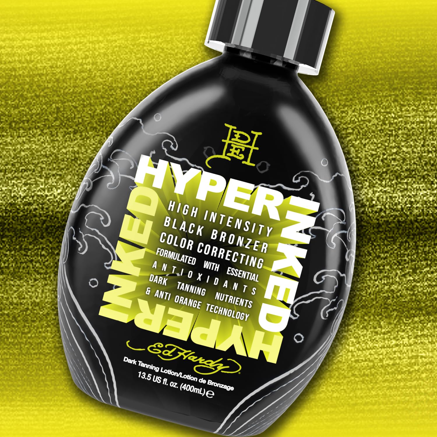 ED HARDY Hyper Inked skin glow closeup for subtle color depth and a bronzed look