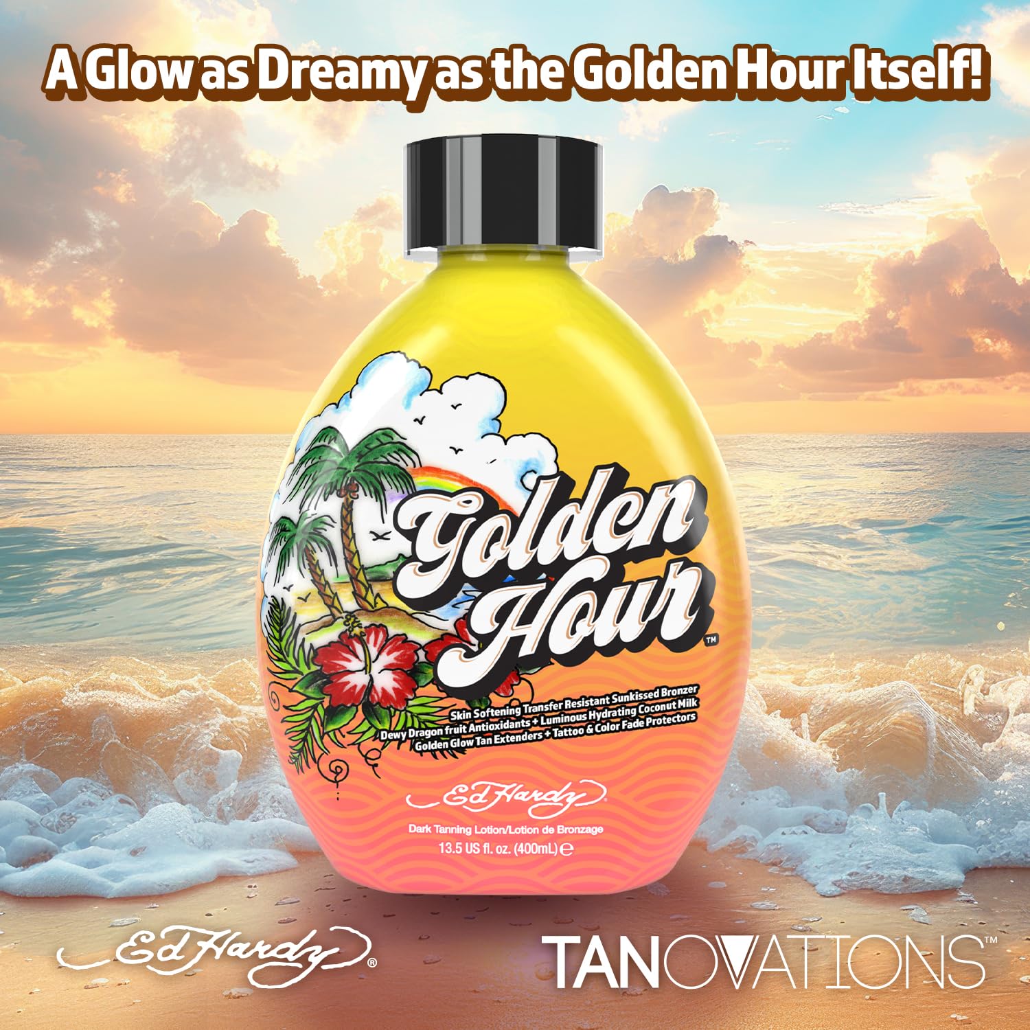 Close-up texture of Golden Hour showing moisturizing formula and antioxidants