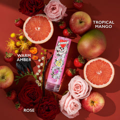 Ed Hardy EDP fragrance amber note close-up emphasizing amber and depth.