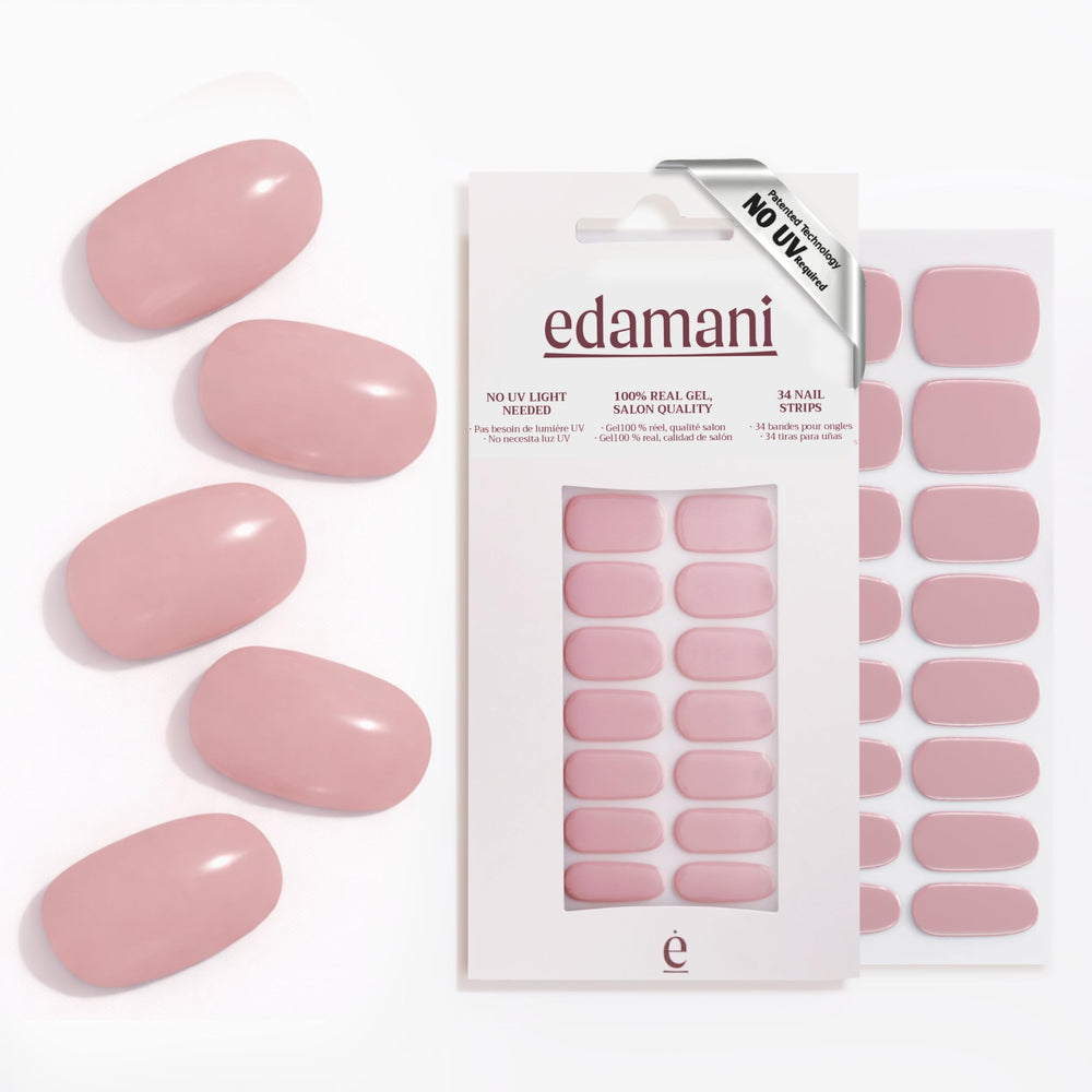 edamani Hailey gel nail strips close-up with glossy, fully cured finish