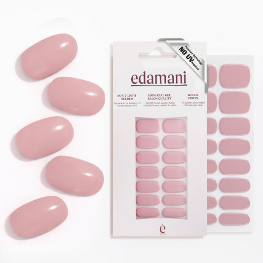 edamani Hailey gel nail strips close-up with glossy, fully cured finish