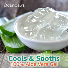 Eden Dews Aloe Vera Gel on the body for deep moisture and softness.