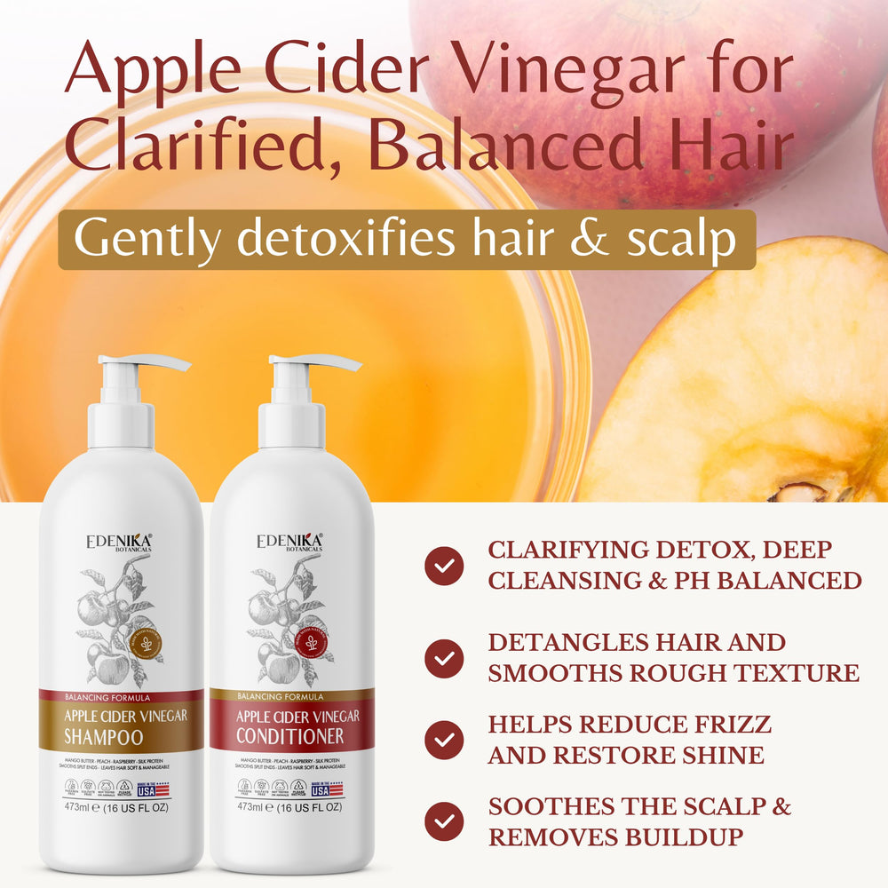Edenika Botanicals ACV conditioner bottle nourishes and detangles dry scalp.