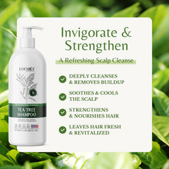 EDENIKA BOTANICALS Tea Tree Oil Shampoo foamy lather for refreshing wash.