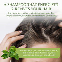 EDENIKA BOTANICALS ingredients tea tree arnica nettle nourish scalp.
