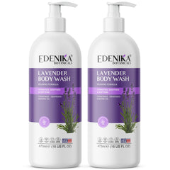 EDENIKA BOTANICALS Lavender Body Wash bottle ready for a soothing, hydrating cleanse.