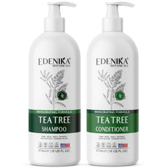 EDENIKA BOTANICALS Tea Tree Shampoo bottle showcases sulfate-free formula for scalp comfort
