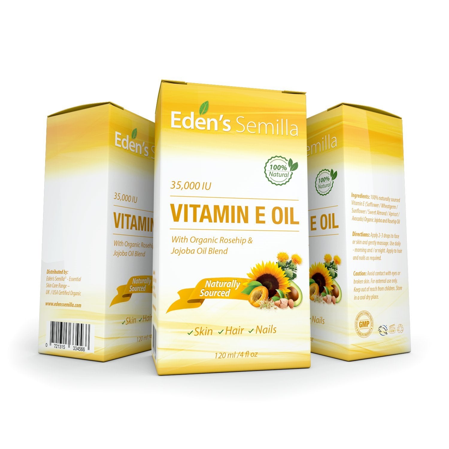 Eden's Semilla Vitamin E oil dropper application promotes smooth, non-greasy moisturization.