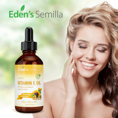 Eden's Semilla Vitamin E oil with rosehip-jojoba texture for nourishing skin.