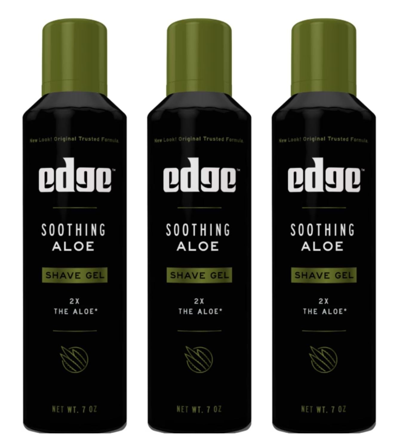 Edge Soothing Aloe Shave Gel bottle front highlighting comforting hydration for sensitive skin.