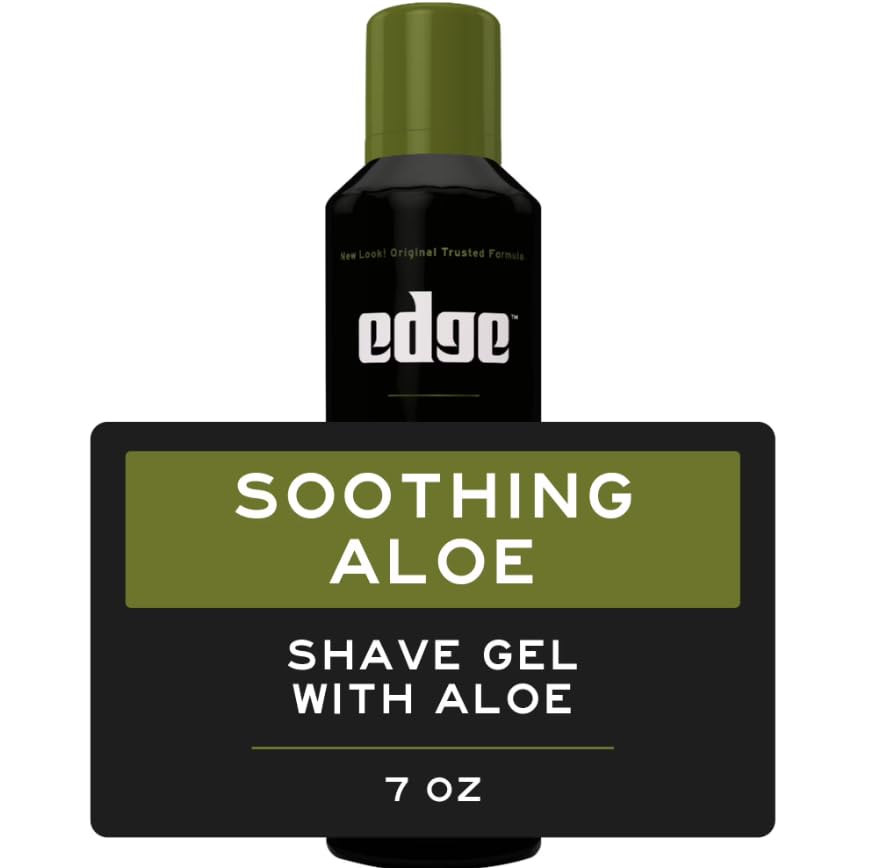 Edge Soothing Aloe Shave Gel foam-lather scene suggests smooth glide for close shave.