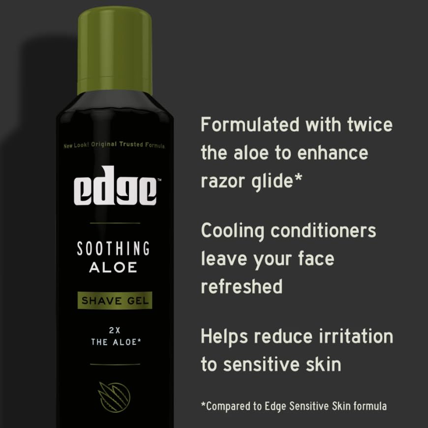 Hydrated skin after using Edge Soothing Aloe Shave Gel in a shave routine.