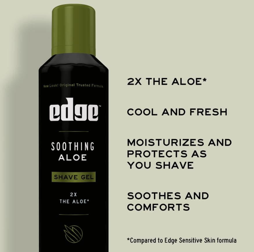 Edge Soothing Aloe Shave Gel softens facial hair for easier shaving.