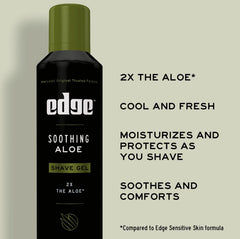 Edge Soothing Aloe Shave Gel softens facial hair for easier shaving.