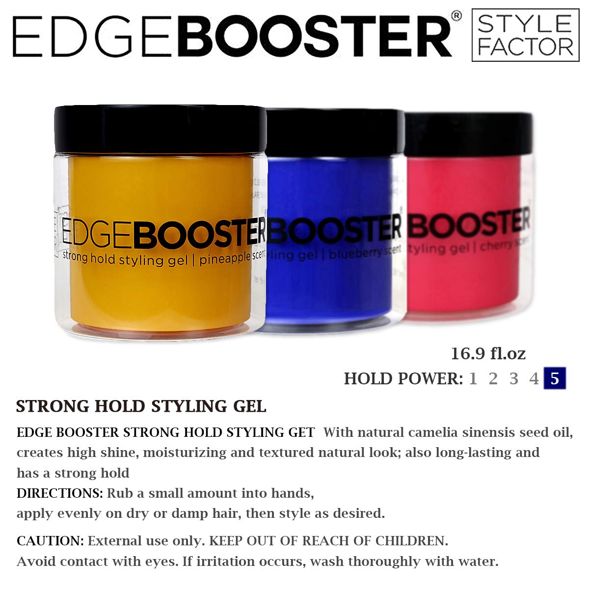 EDGEBOOSTER Style Factor gel label close-up highlighting lemon berry scent.