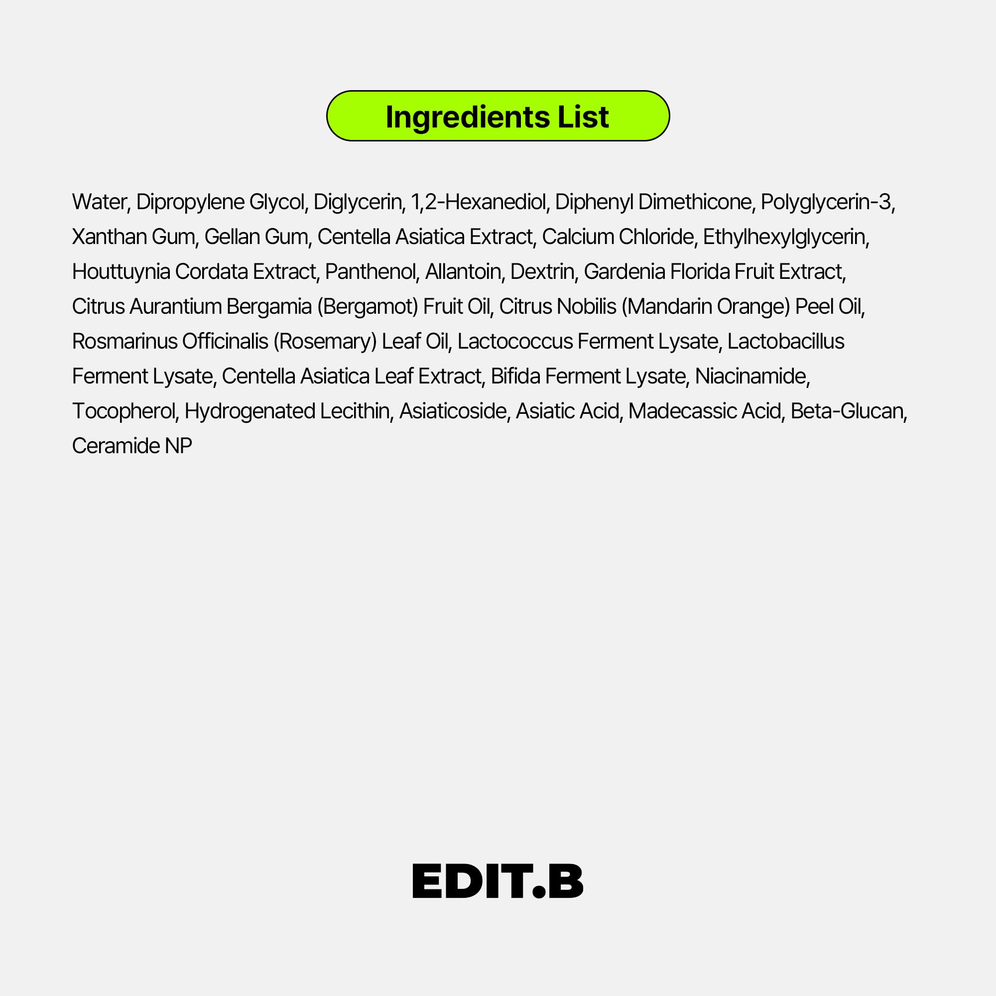 EDIT.B product beside heartleaf plant highlighting natural soothing benefit