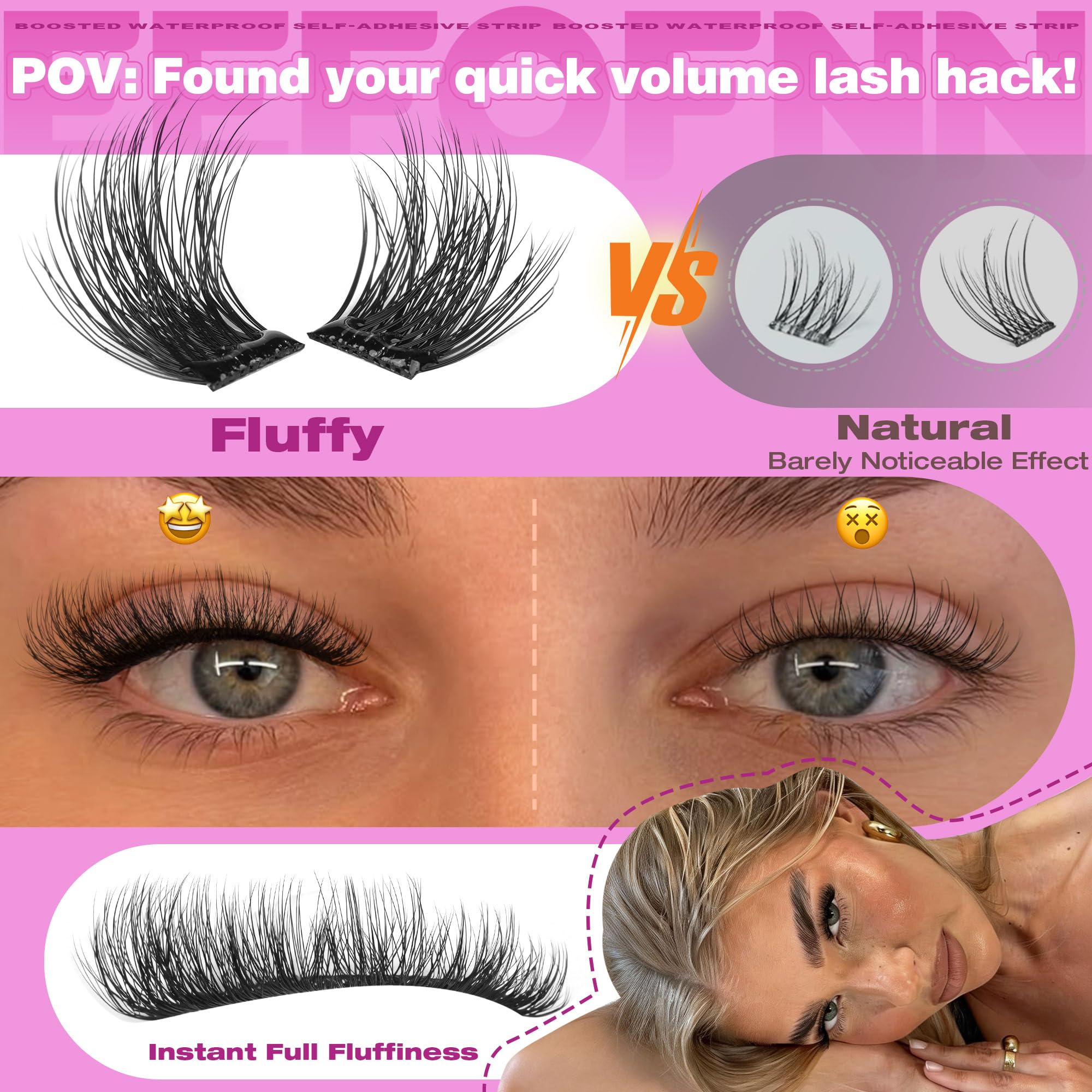 Eefofnn E-shape glue enhances hold for reusable lash clusters.