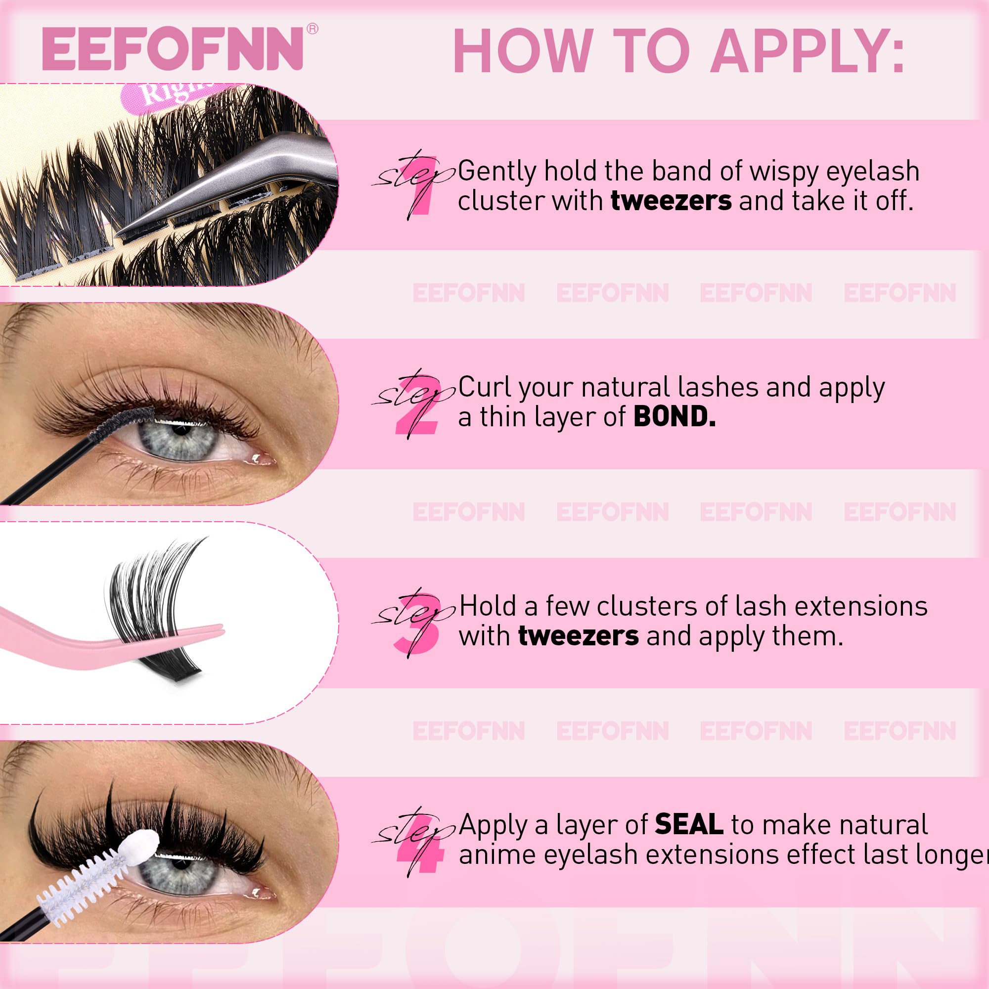 Eefofnn precise bonds and seal promote long-lasting lash extension wear