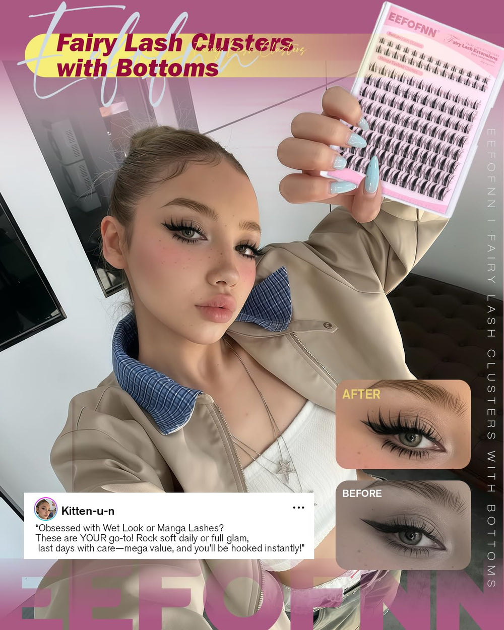 Eefofnn Manga Lash Clusters Kit waterproof clusters 8-16mm for lasting wear