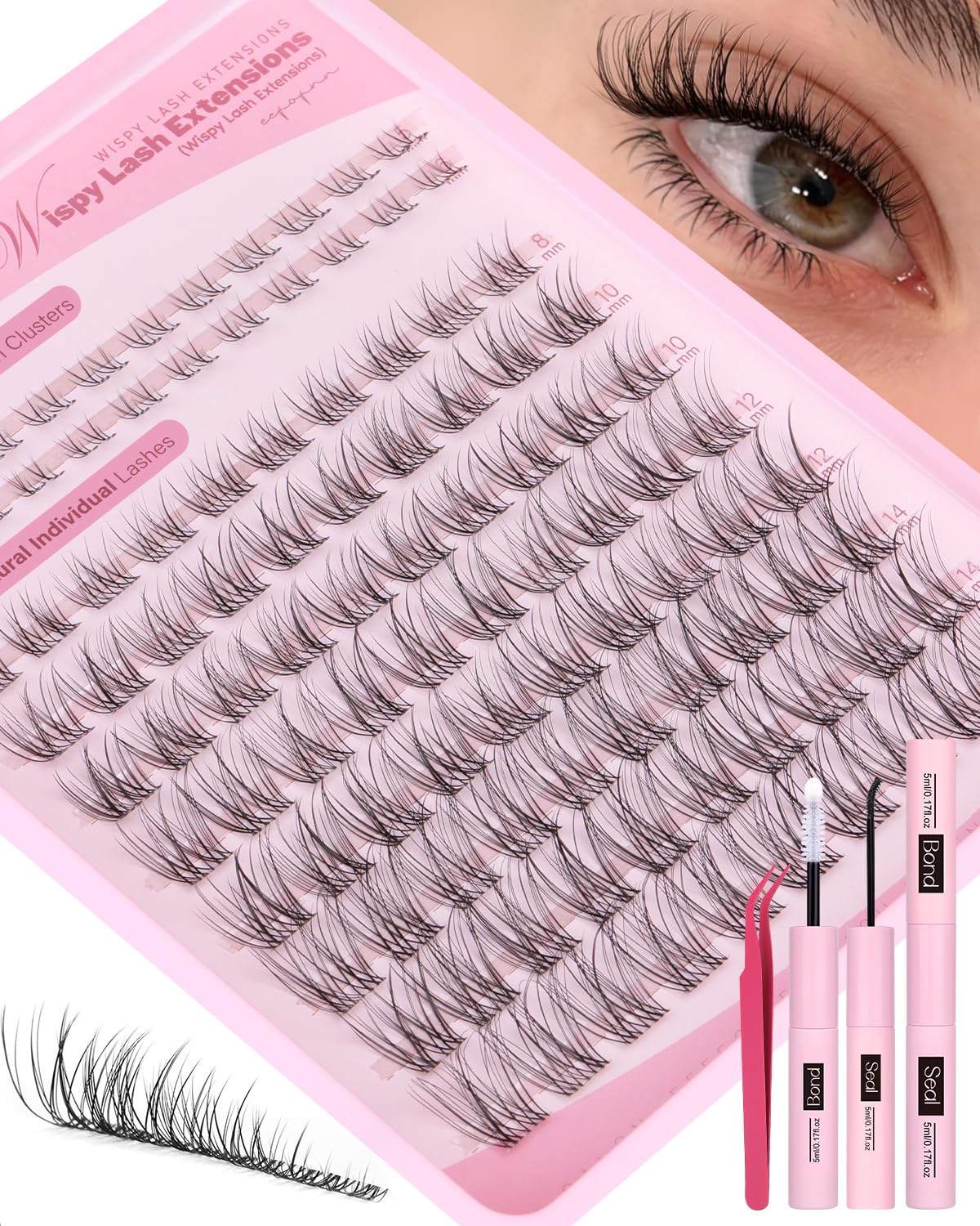 Eefofnn wispy lash clusters kit top and bottom for a balanced eye look.