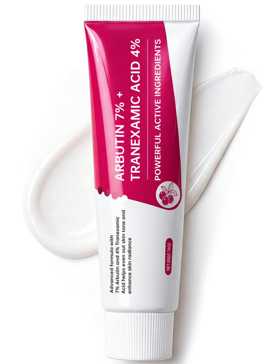 EELHOE Arbutin 7% + TXA cream bottle promotes an even skin tone.