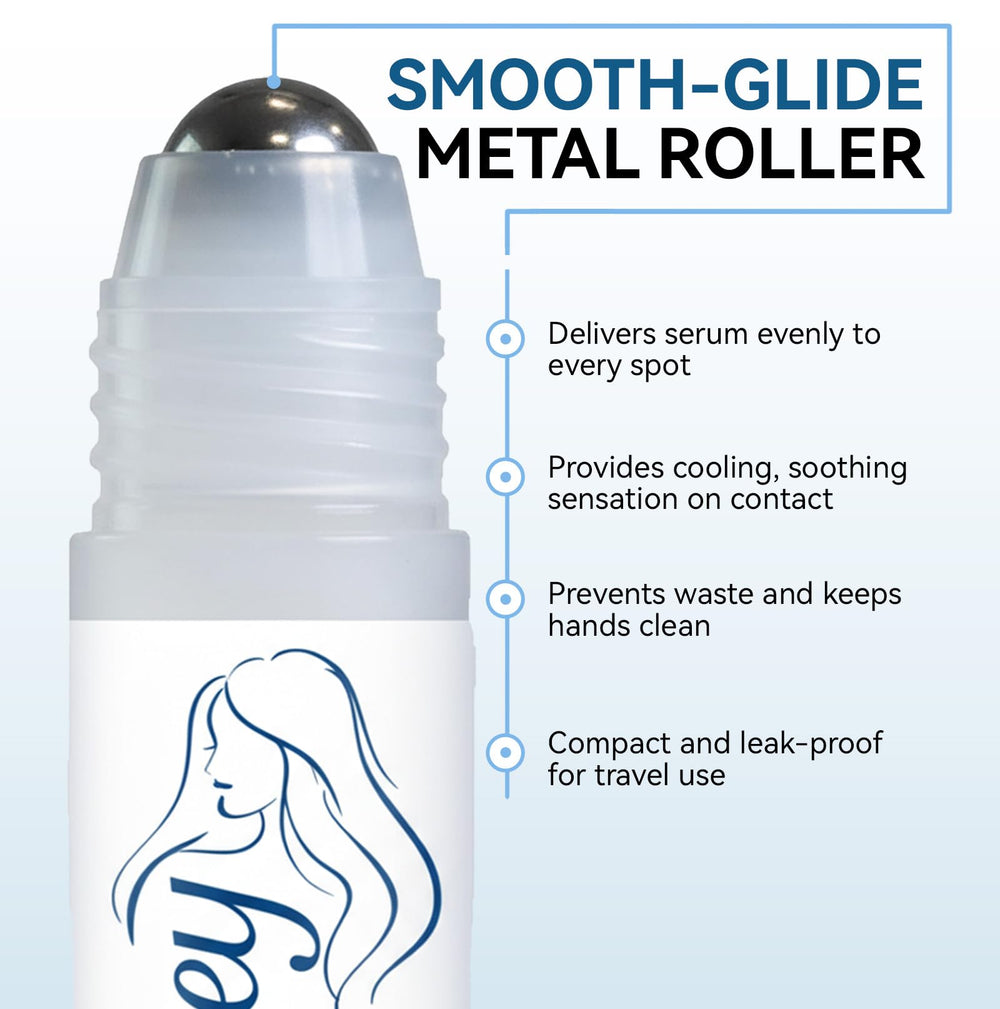 EELHOE Rosemary Serum Roll-On ingredients graphic highlights key actives.