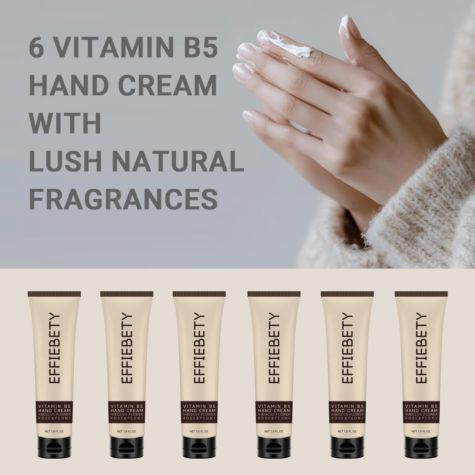 EFFIEBETY Hand Cream application scene showing quick absorption and a non-greasy feel