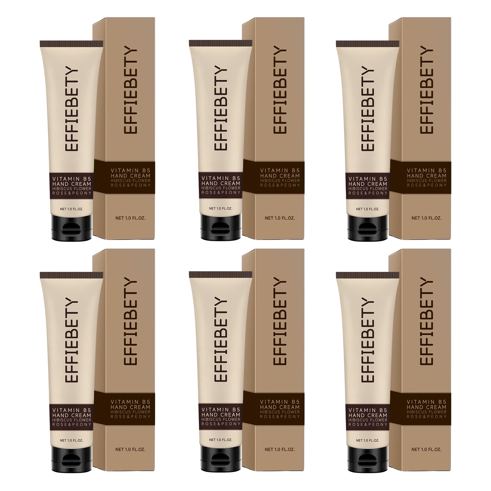 EFFIEBETY Vitamin B5 Hand Cream 6-pack box showing silky finish for soft skin