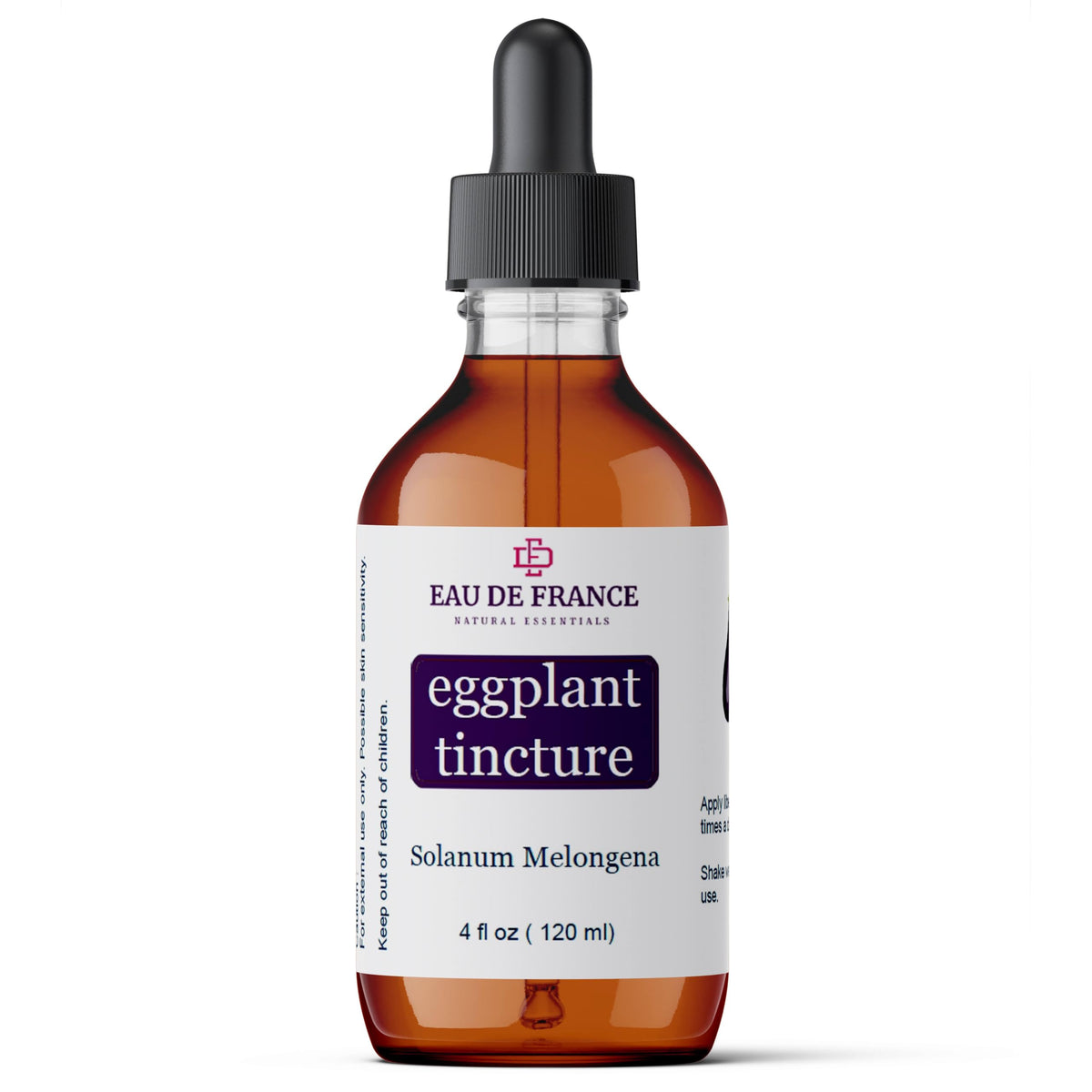 Eggplant Tincture bottle highlighting discoloration areas for conditioning