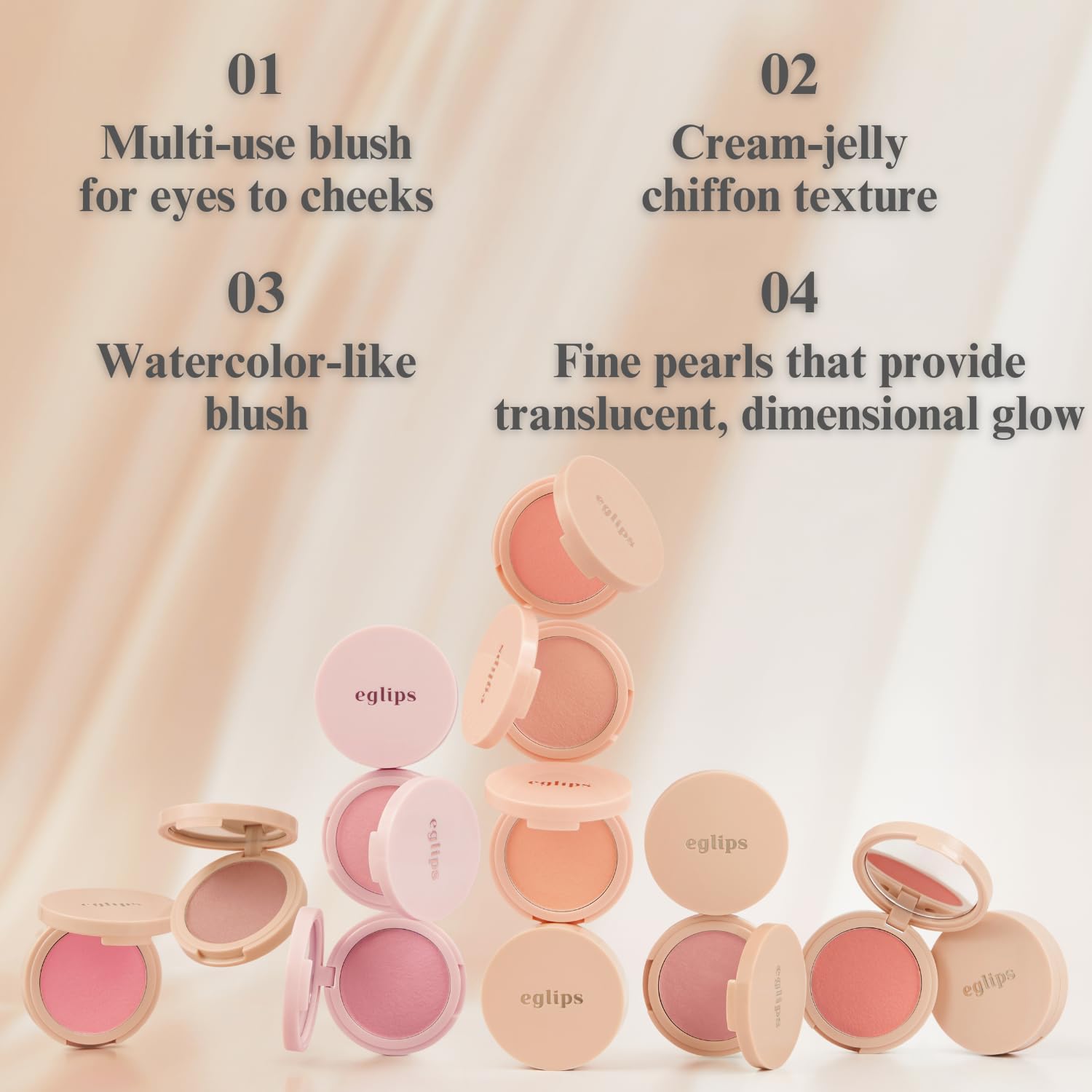 EGLIPS All Over Blusher long-lasting color stays true over time.