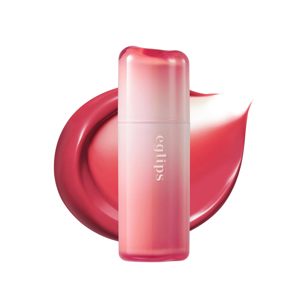 EGLIPS Dew Glaze Tint 05 Sorbet application close-up with smooth tint and glossy shine.