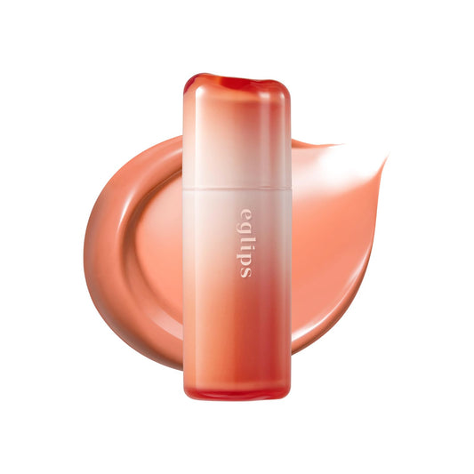 EGLIPS Dew Glaze Tint 07 Sol Peach bottle with glossy lip color
