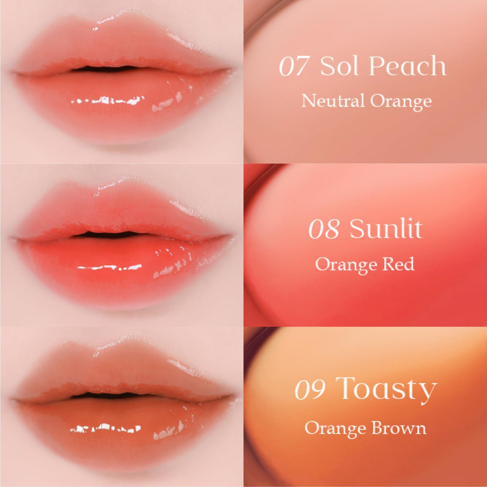 EGLIPS Dew Glaze Tint swatch demonstrates sheer color and buildable coverage.